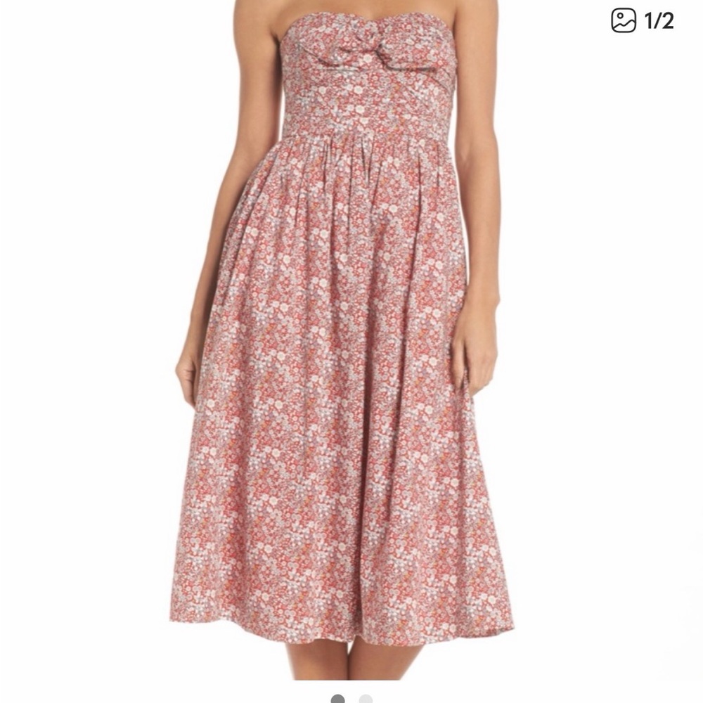J crew liberty front tie Floral Strapless Dress
